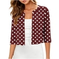 thumbnail image 2 of Gamivast Bolero Shrugs for Women Polka Dot 3/4 Sleeve Open Front Cropped Cardigan Lightweight Casual Dress Cover Up Vintage Style Tops for Spring Summer Vacation Wear, 2 of 6