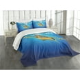 thumbnail image 3 of Ambesonne Turtle Quilted Bedspread Set 3 Pcs, Blue Waters Swimming, King Size, Blue Yellow Dark Brown, 3 of 5