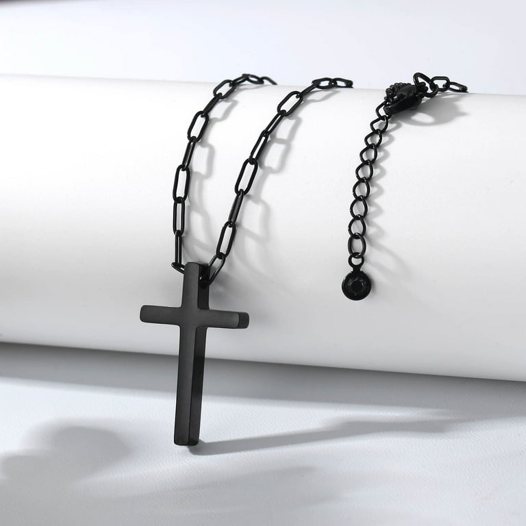 Rose Cross Necklace For Men & Women - Stainless Steel Double-Sided Pendant Chain