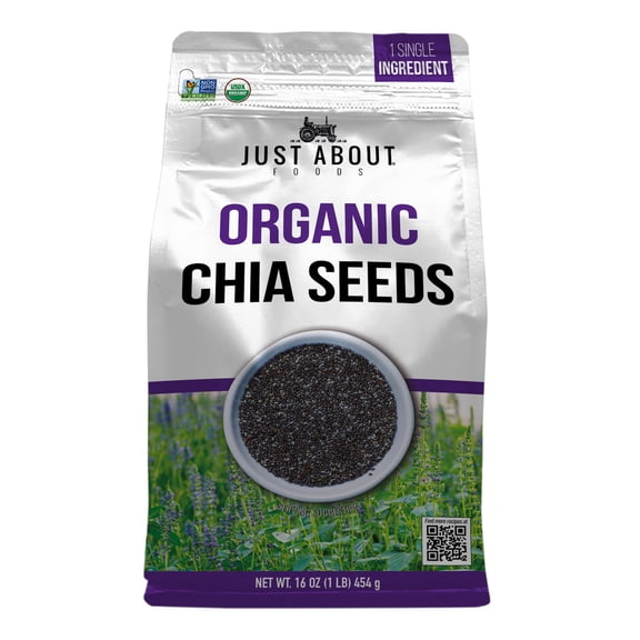 Just About Foods Organic Chia Seeds, 16 oz