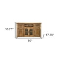 thumbnail image 3 of 60" Brown Solid Wood Cabinet Enclosed Storage Distressed TV Stand, 3 of 8