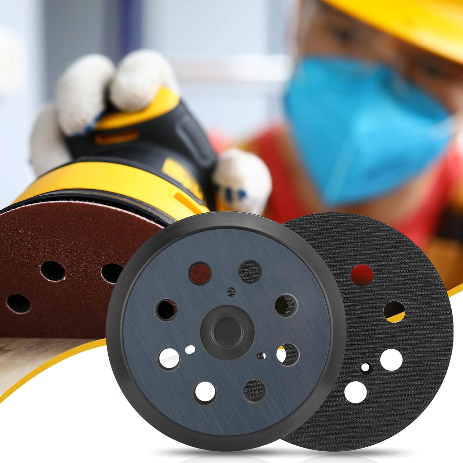 4 Pack 5 inch Orbital Sander Pad Hook Loop for Dewalt/Makita/Porter Cable