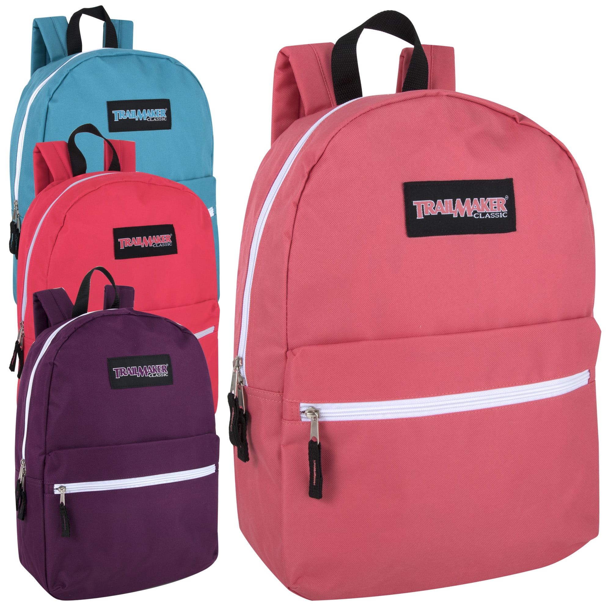 17 Inch Wholesale Backpacks In 3 Assorted Colors Bulk Case of 24 Classic Bookbags