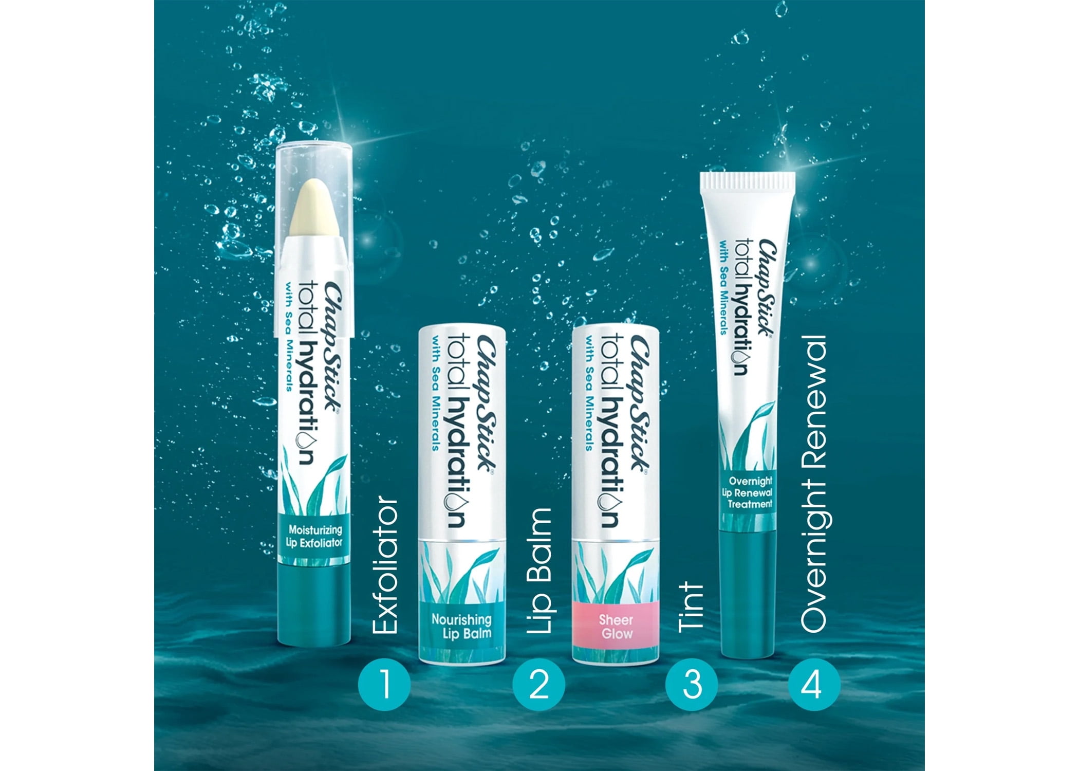 ChapStick Total Hydration With Sea Minerals Sheer Glow Tinted Lip Balm - 0.12 oz (Pack Of 3)