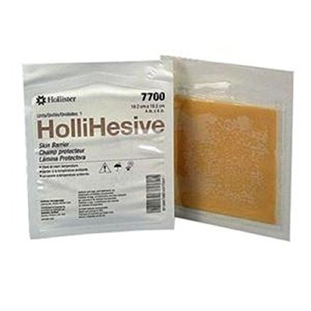 Hollister Hollihesive Skin Barrier - Hollihesive Ostomy Skin Barrier Standard Wear, 4'' x 4'', Box of 5
