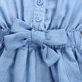 thumbnail image 4 of Mode Bébé Filles Bleu Clair Bowknot Volant Sans Manches Jeans Combinaison Romper 0-5 Ans, 4 of 4