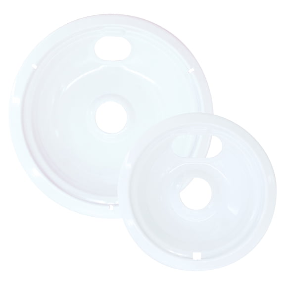 Range Kleen P2012W 2 Pack Universal Fit Heavy Duty White Porcelain Drip Bowls for Electric Range with Plug-In Elements