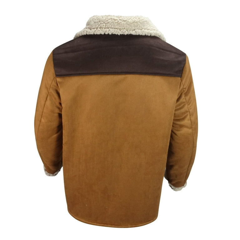 JUUYY Men's Vintage Suede Patchwork Lamb Fleece Multi Pocket