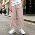 thumbnail image 2 of Nilvkv Boys Lightweight Pants, Boys Pants, Solid Color Cuffed Joggers with Elastic Waist and Side Pockets, ready for Outdoor Sports and Summer Pink 9-10 Years, 2 of 8