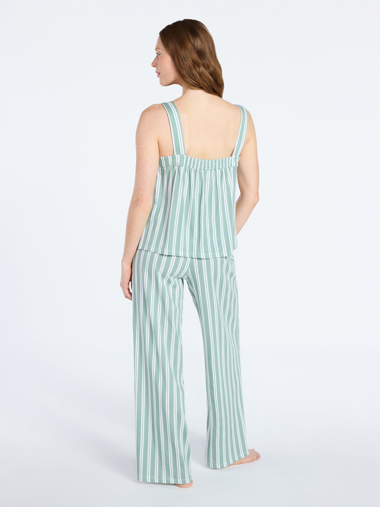 Joyspun Women's Wide Strap Cotton Tank Top and Pants Pajama Set, 2-Piece, Sizes XS-3X