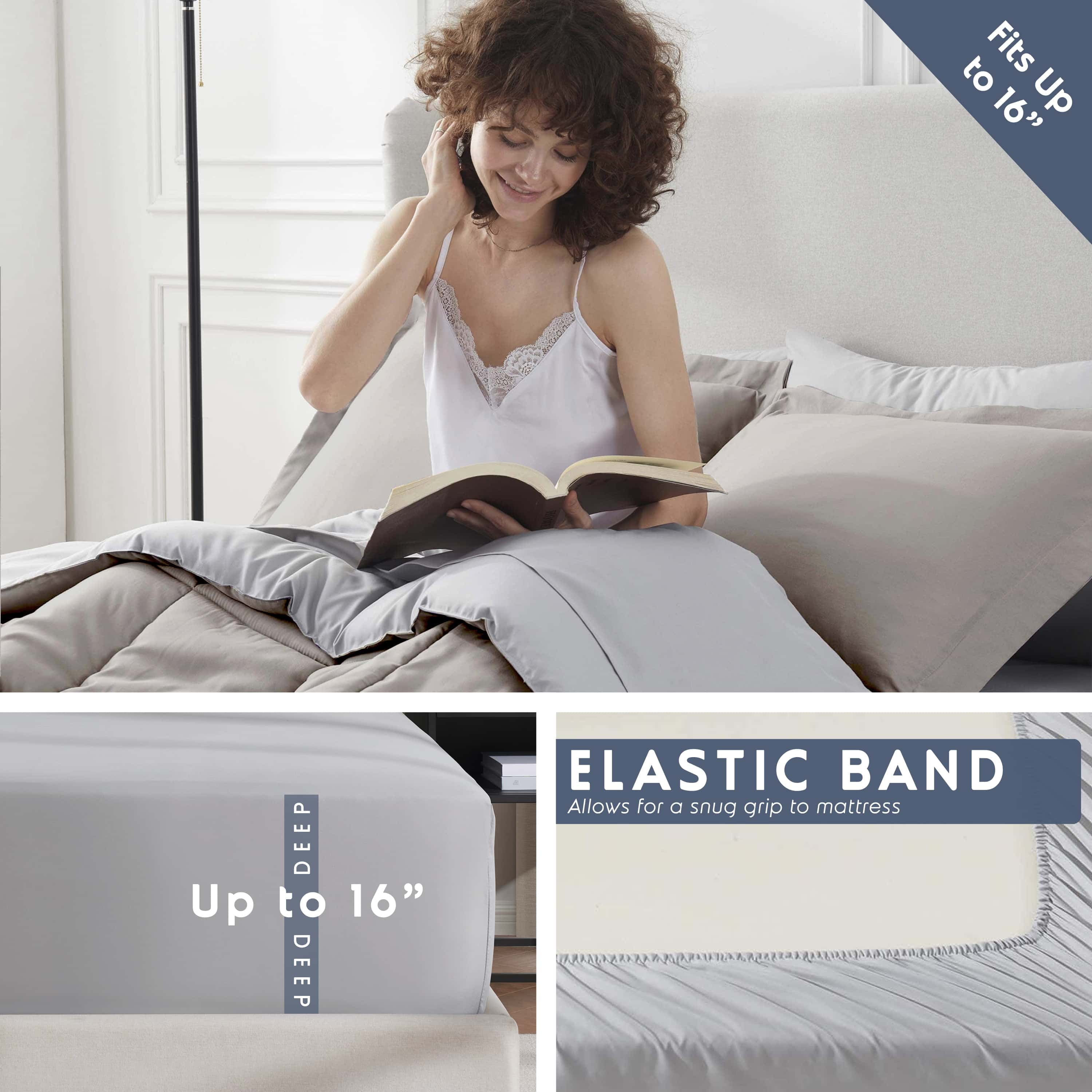 LammaLoe Full-Size Comforter Set, With Sheets, Reversible Bed In A Bag 7 Piece, Bedding Set, Linen