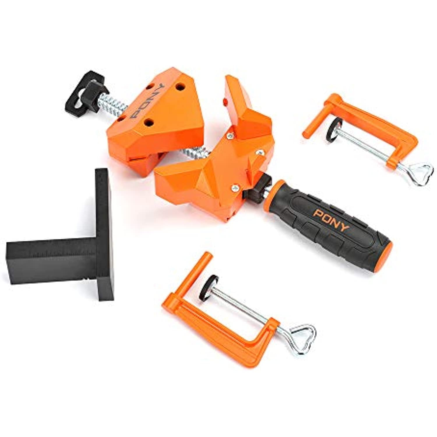 Pony Jorgensen 9180 2" 90 Degree Angle Clamp with Two Table Clamps, Framing, Cabinet Assembly, Adjustable, Woodworking