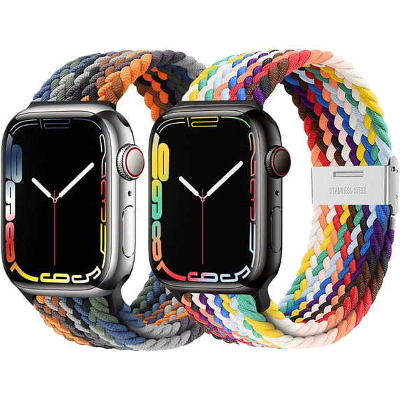 Braided Solo Loop Strap Compatible with Apple Watch Bands 38mm 40mm 41mm 42mm 44mm 45mm 49mm, Adjustable Stretchy Elastic Sport Replacement Wristband for iWatch Ultra Series 8 7 6 5 4 3 2 1 SE