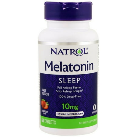 4 Pack - Natrol Sleep Fast Dissolve Melatonin Tablets 10 mg, Strawberry Flavor 60 ea