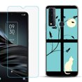 thumbnail image 1 of Slim-Fit Fashion Phone Case for TCL 20 XE, with Tempered Glass Screen Protector, by OneToughShield ® - Moon/Cat, 1 of 3