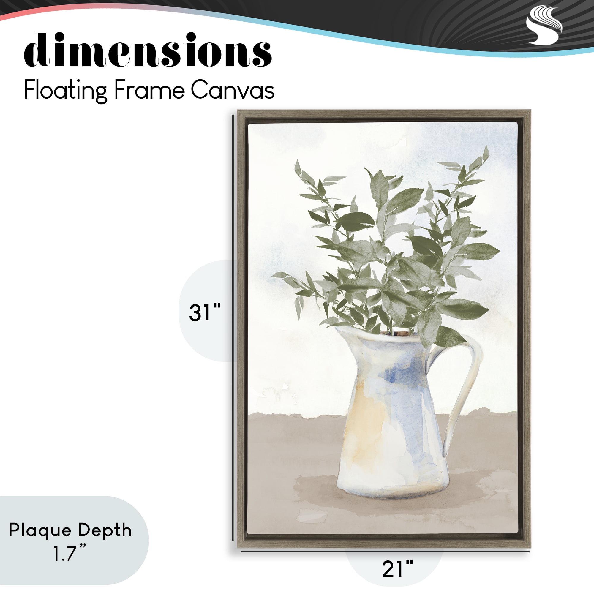 Stupell Industries Eucalyptus Botanicals Vase Brown Framed Floater Canvas Wall Art, design by Lanie Loreth