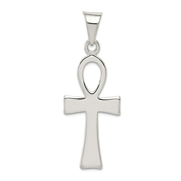 925 Sterling Silver Solid Polished Ankh Religious Faith Cross Pendant Necklace 35x13mm Wide Pendant for Women