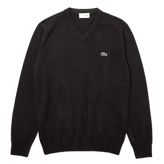 $198 Lacoste Men's, Long Sleeve Semi-Fancy V-Neck Cableknit Sweater, Navy/Blue,S