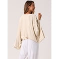 thumbnail image 5 of DARING DIVA Women's Linen Cardigan 3/4 Sleeve Open Front Lightweight Shrug S Apricot, 5 of 7