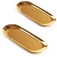 thumbnail image 1 of 2 st guld ovala bricka - rostfritt stål kosmetika smycken handduk frukt fat tallrik, 1 of 5