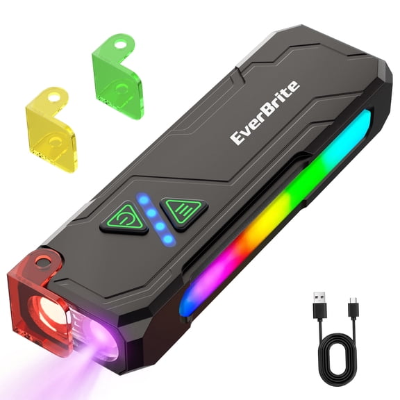 EverBrite Rechargeable LED Work Light, Flat Pocket Flashlight with UV Light, 9 RGB Side Light, Magnetic Base and Pocket Clip for Inspection, Repair and Emergency