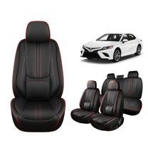 Car Seat Covers For Toyota Camry 2000-2025, Breathable Waterproof Faux Leather Auto Seat Protectors with Lumbar Support, Luxury Automotive Interior Accessories BlackRed