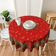 thumbnail image 2 of Christmas Red Round Tablecloth 60 Inch, Winter Snowflake Floral Table Cloth for Xmas Farmhouse Kitchen Decor, Wipeable Polyester Fabric Table Cover for Holiday Party, 2 of 6