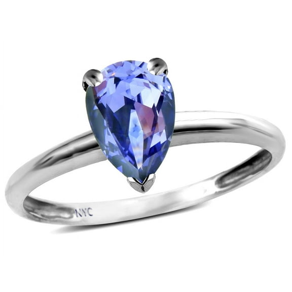 Star K � Classic Solitaire 8x6 Pear Shape Genuine Tanzanite Engagement Promise Ring