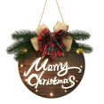 thumbnail image 2 of Christmas Welcome Sign Natural Wooden Front Porch Sign Wall Door Decor with Bow, 2 of 10