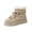 Beige, variant on Women Fleece Lace-up Round Ankle Boots Flat Sole Solid Casual Short Boots Plus Size for Daily Casual Indoor Outdoor