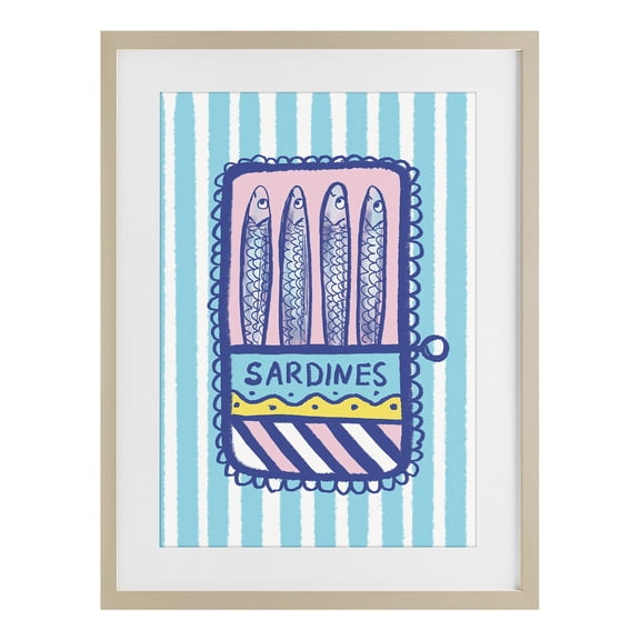 Stupell Industries Bohemian Pastel & Stripes Sardines Birch Framed Print Under Glass, 17 x 23, by Florentina Dolci
