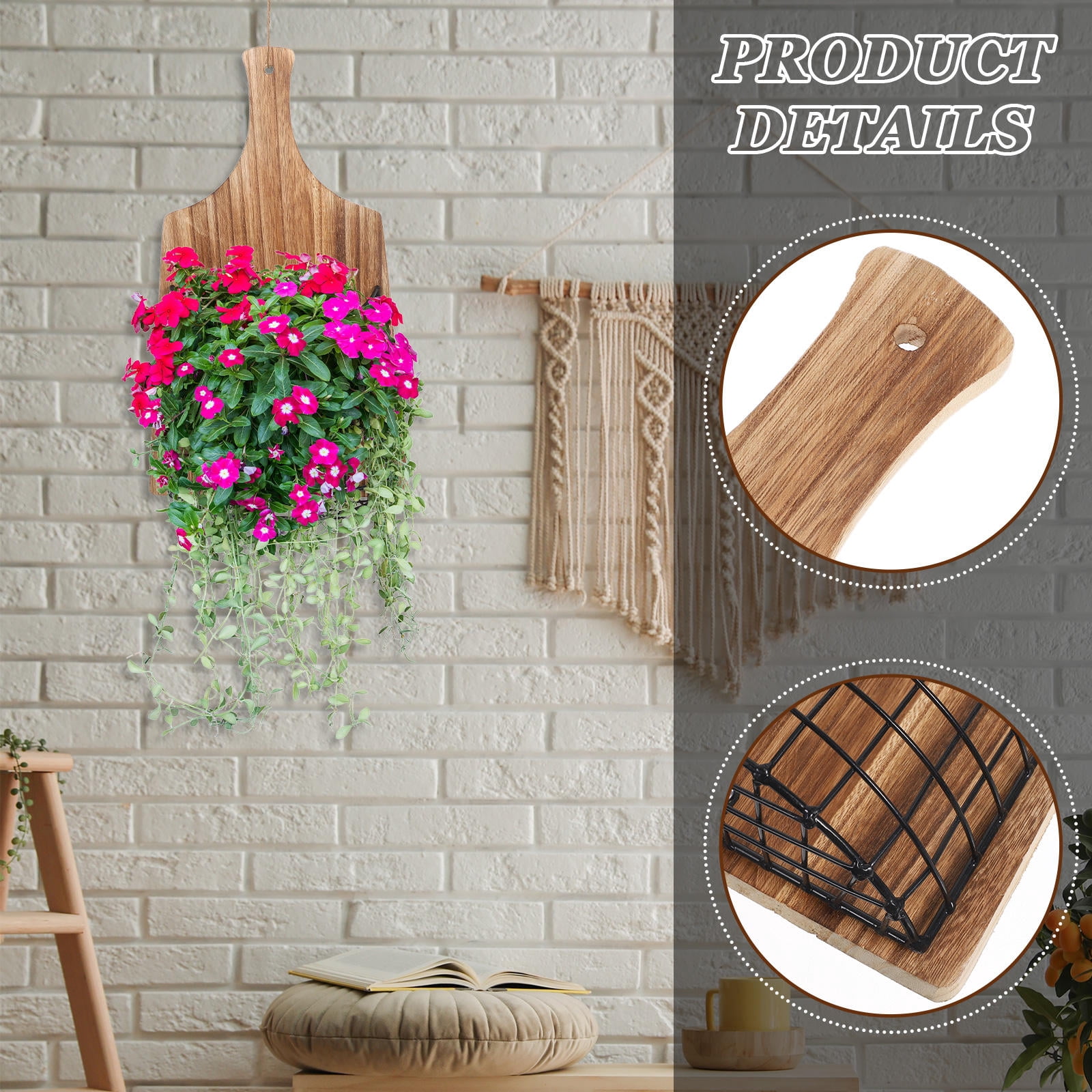 HONMEET Wrought Iron Hanging Flower Basket Planter, Wall Mount for Balcony, Outdoor Garden Decor and Patio Hanging Planter