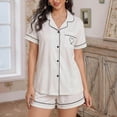 thumbnail image 4 of Gamivast Womens Pajama Sets Short Sleeve Button Down Shirt & Shorts Pjs Sets Heart Pocket Piping Trim Soft Sleepwear Casual Nightwear Loungewear, 4 of 5