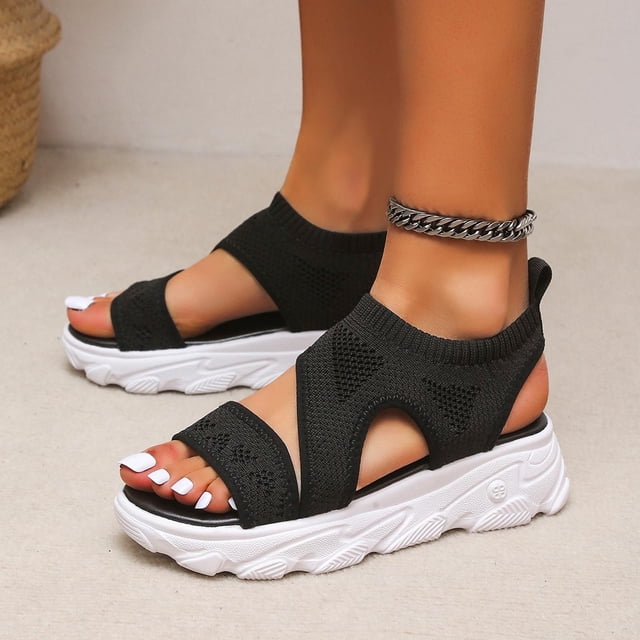 Sandalias de nuevo estilo, zapatos de playa planos de malla tejida para mujer, zapatos informales para mujer Wmkox8yii nm7108
