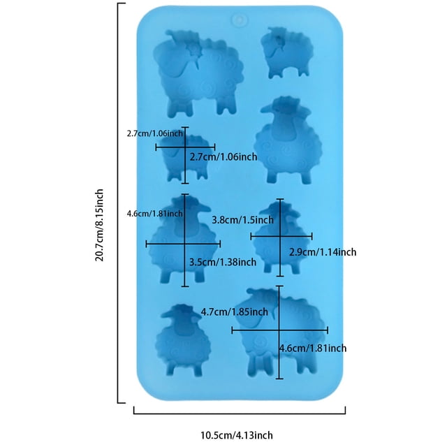 JJKBVCLO Silicone Moulds For Creating 8 Cavities Sheep Shape Figures M Old S Chocolate Pastries Cake Soap Cartoon Sheep Grid Model Jelly Model Silicone Chocolate Model Grid Model