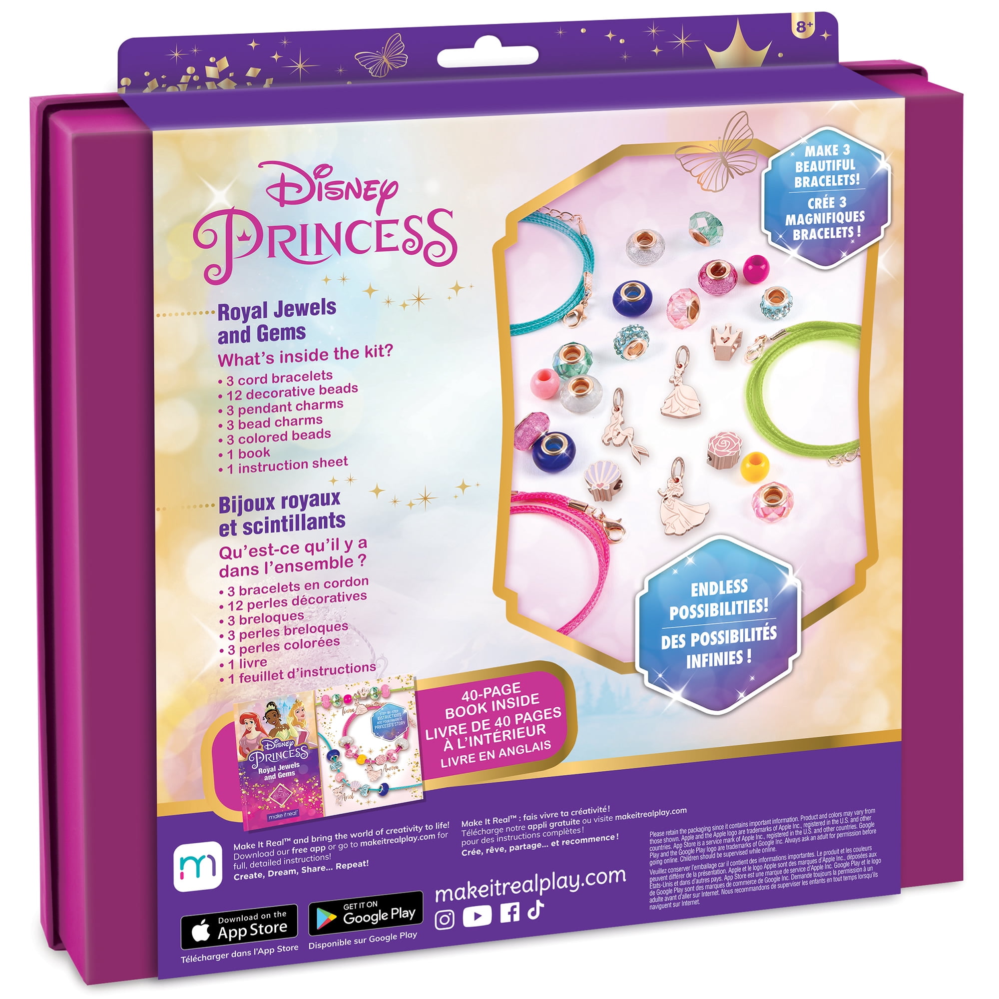 Disney Princess: Royal DIY Jewels & Gems- Create 3 Stunning Bracelets, 26 Pieces, Tweens & Girls 8+ years