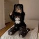 thumbnail image 3 of Pijamas Kawaii Sanrio Kuromi de dos piezas, ropa suave para el hogar, regalo de cumpleaños y Navidad para niña saliente, otoño coreano, novedad, 3 of 4