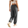 thumbnail image 5 of Women Cable Fleece Jogger Sleep Pants Elastic Drawstring Waist Soft Warm Loose Breathable Solid Loungewear Bottoms Timeless Basic Pajama Pants for All Age Ladies, 5 of 6