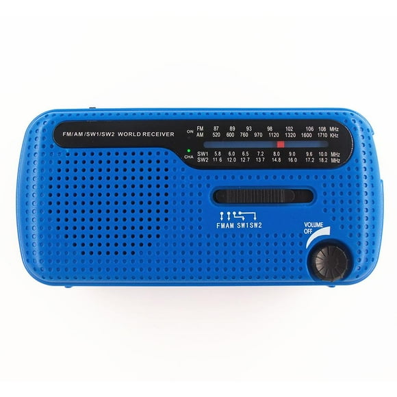 Peggybuy Solar Hand Crank Radio AM/FM Radio with LED Flashlight for Outdoor (Blue)