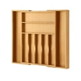 thumbnail image 3 of oridom Large Premium Bamboo Silverware Organizer - Expandable Drawer Organizer & Utensil Organizer - 17"x19.7" Cutlery Tray with Dividers for Kitchen Utensils and Flatware (7-9 Slots) (Natural), 3 of 3