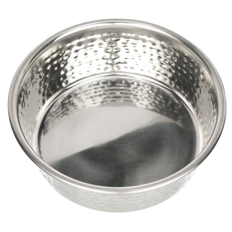 Hammered Stainless Steel Pet Bowl - Decorative & Stylish Dog Food
