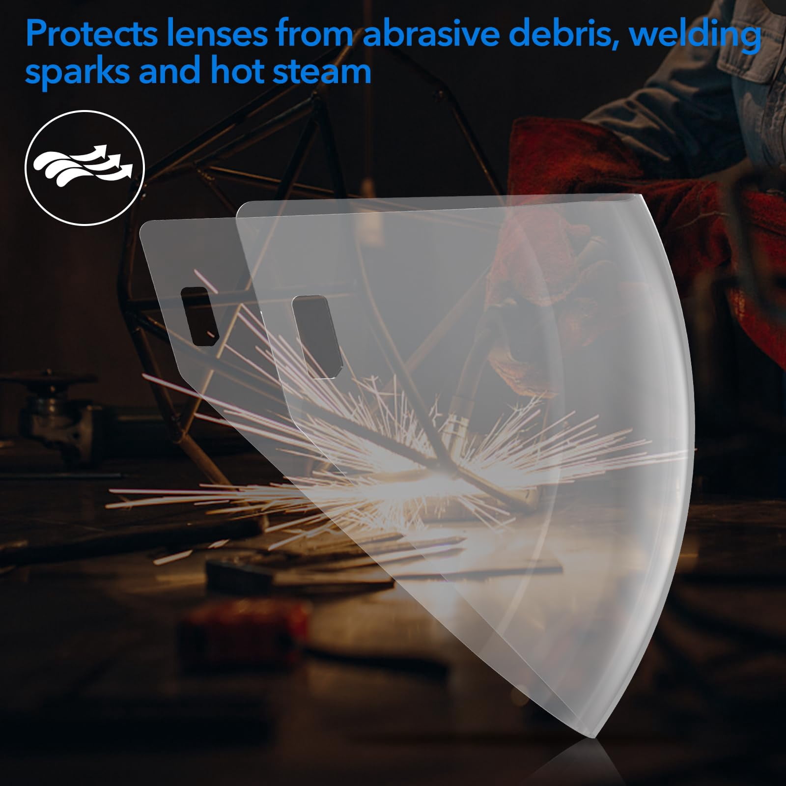 TRQWH Outside Cover Lens for Panoramic View Welding Helmet 3/Pack and 2 Inside Cover Lens