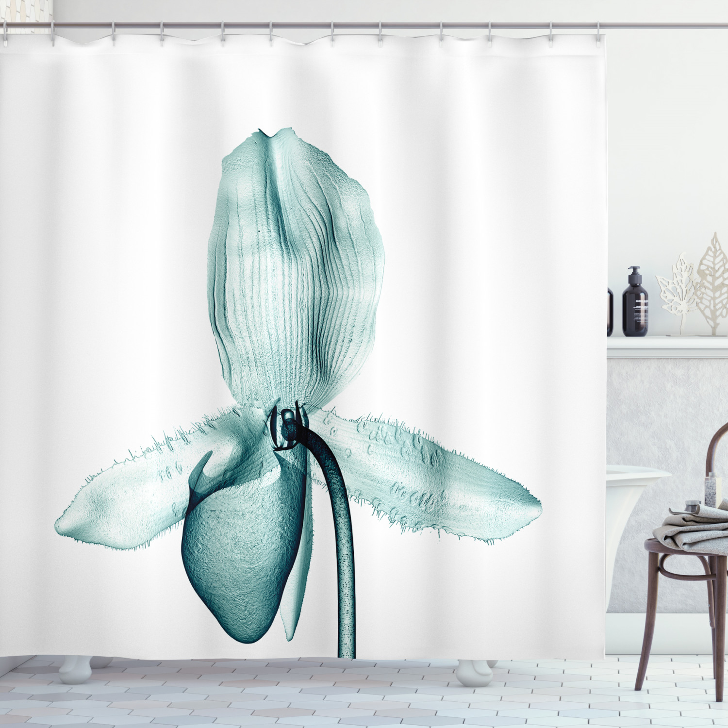 Xray Flower Decor Shower Curtain Set, Picture Of An Elegant Flower With