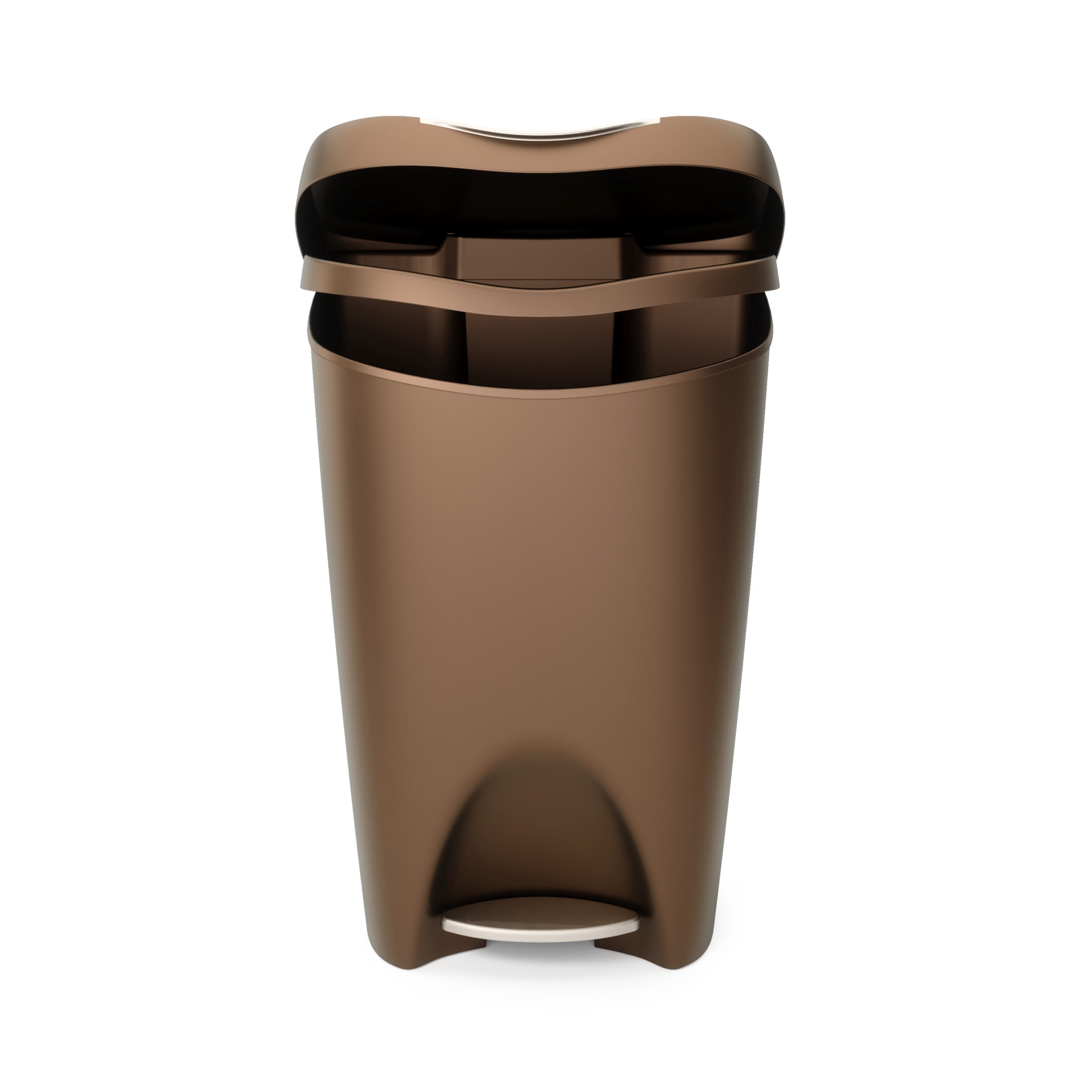 Umbra 13 gal Brim Plastic Step Soft Close Lid Kitchen Trash Can, Bronze