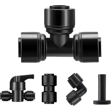 45 Pack Quick Connect 1/4" Drip Tubing Irrigation Fittings Kit Universal 1/4'' Drip Irrigation Tubing Connectors Leak Free Fitting Set Includes 10 Tee 10 Coupling 10 Elbow 10 End Cap 5 Shut Off Valve
