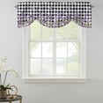 thumbnail image 2 of Tie Up Valances for Windows, Lavender Floral Adjustable Valance Curtains Window Treatment for Living Room, Purple Flowers Butterfly Black Gray Plaid Rod Pocket Kitchen Curtains & Drapes 42x18 Inch, 2 of 9