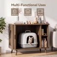 thumbnail image 5 of Easoger Cat Litter Cabinet Enclosure with Sliding Doors, Wooden Cat Furniture Cabinet with 2 Storage Shelves & Top Table, Kitty-Friendly Round Entry, Hide Messy,Walnut, 5 of 9