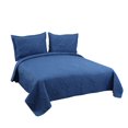 thumbnail image 2 of Marina Decoration Solid Embossed Pinsonic Coverlet Bedspread Bedding Ultra Soft Summer Quilt Set with Shams, Navy Blue Color, 2 of 6