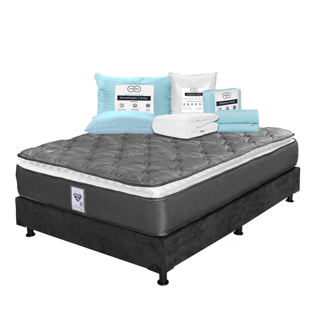 Colchón Matrimonial Spring Air Aries + Box + Almohada Trinity + Protector de colchón + Sábanas Trinity