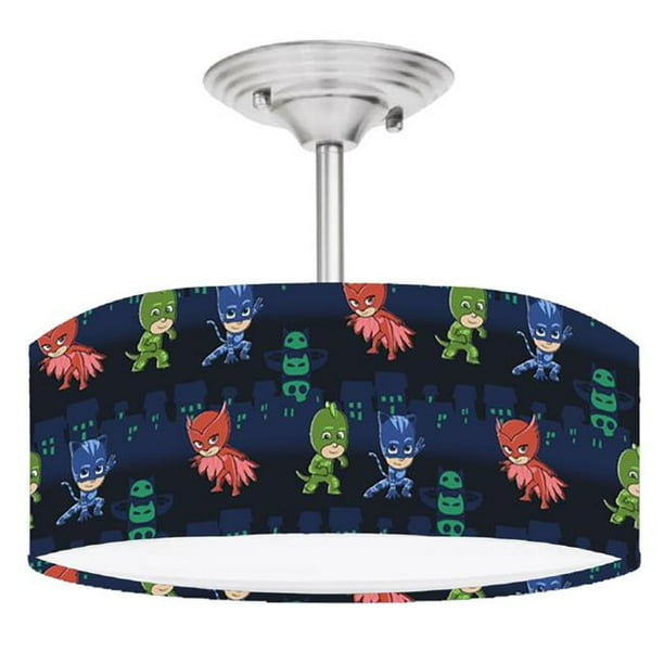 888 Cool Fans DR0001128 PJ Masks 2 Light Brushed Nickel Drum Style LED